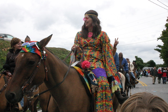 Sixties girl on hippie horse