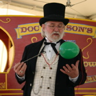 Doc Johnson strings a baloon.
